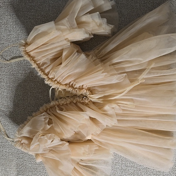 Chic Ruffled Tan Women's Tank Top - Picture 3 of 4